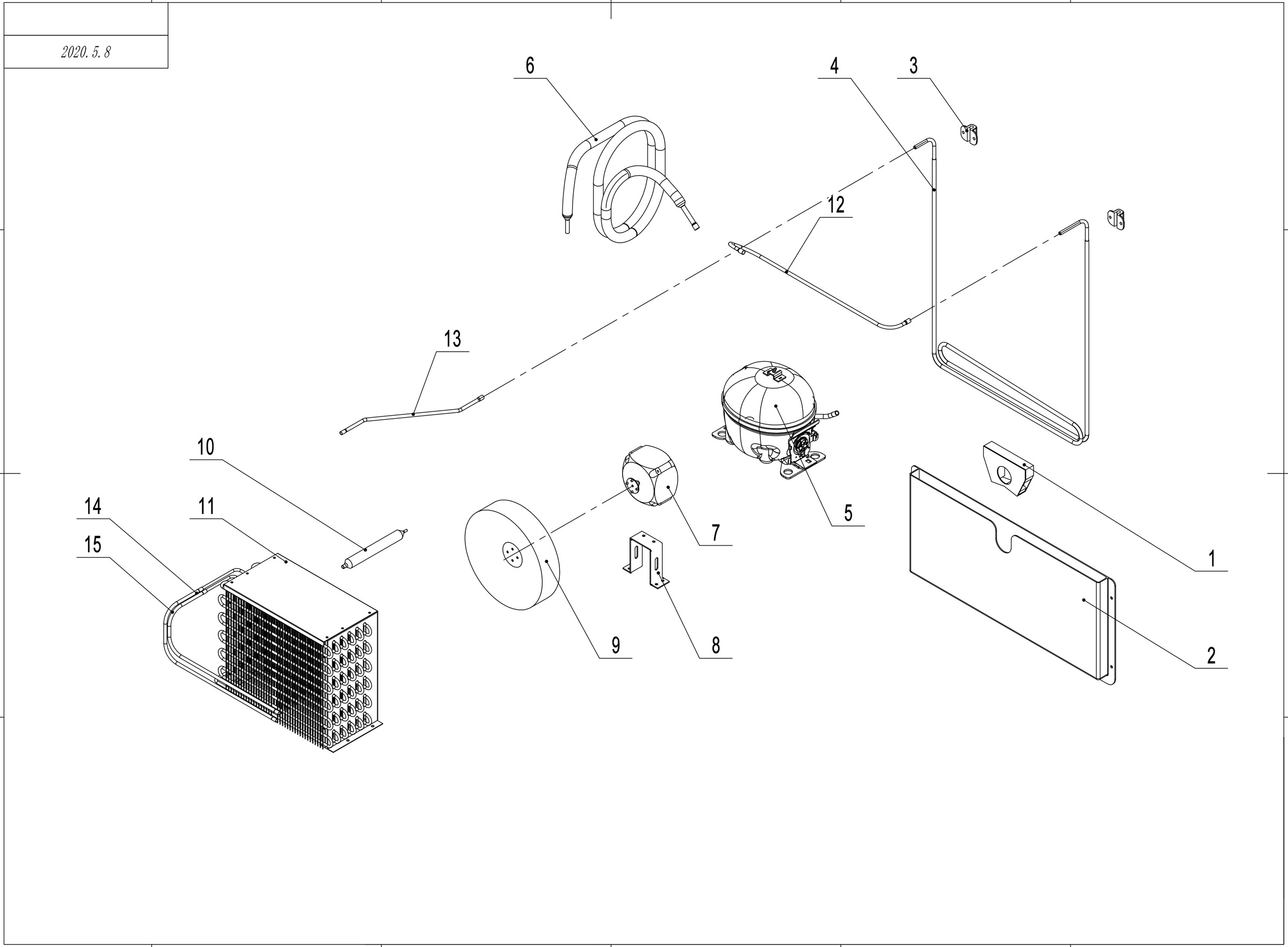 Exploded View Condensor Radiator Condensing Unit Assembly Replacement Parts - C-2R-HC Replacement Parts ...