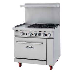 4 Burner Range, 12” Griddle Left Side, (1) Oven, Liquid Propane