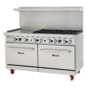 6 Burner Range, 24” Griddle Left Side, (2) Ovens, Liquid Propane
