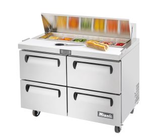 48″ – 12 Pans, Sandwich Prep Table with Drawers